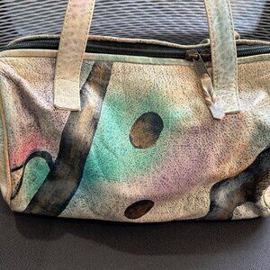 Painted Leather Picasso Inspired Purse Wallet Lipstick Holders